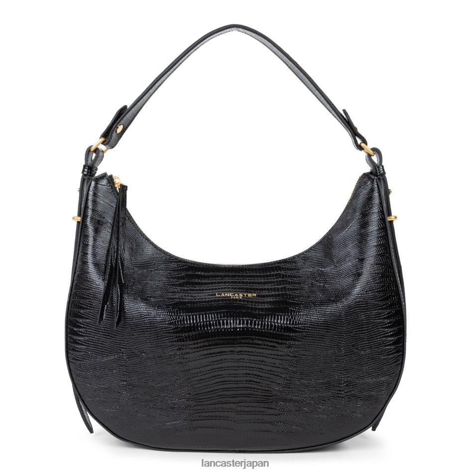 バッグ Lancaster Paris ラージ ホーボー バッグ エキゾチック リザード & クロコ CN ノワール・レザール 女性 VB8ZLR3242