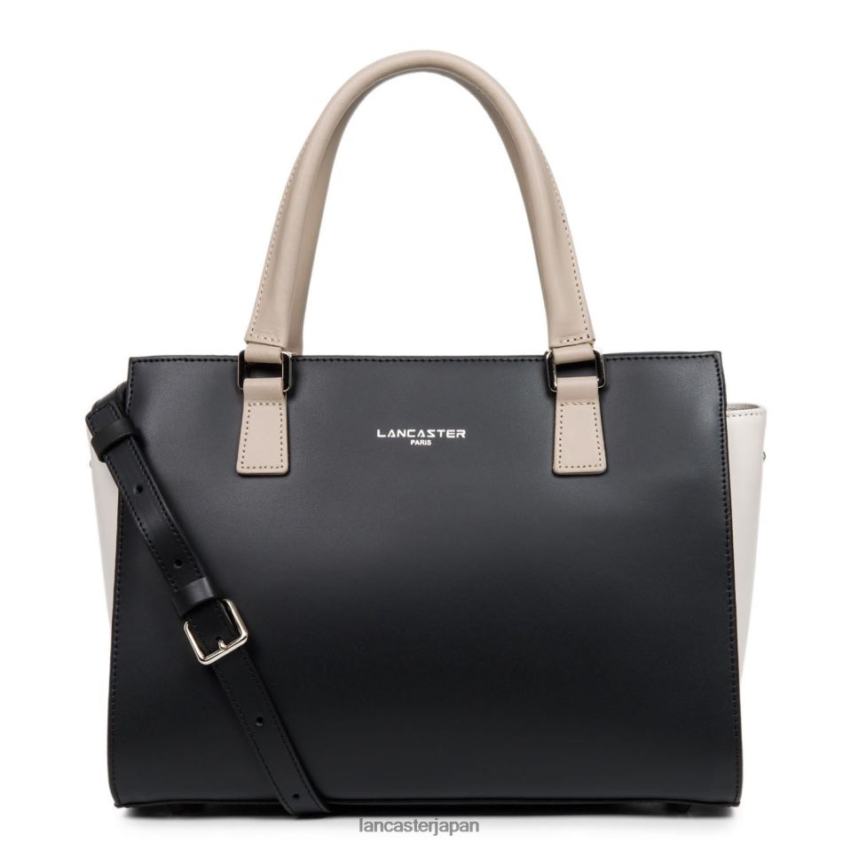バッグ Lancaster Paris M ハンドバッグ スムース ノワール エクリュ ガレ ローズ 女性 VB8ZLR788
