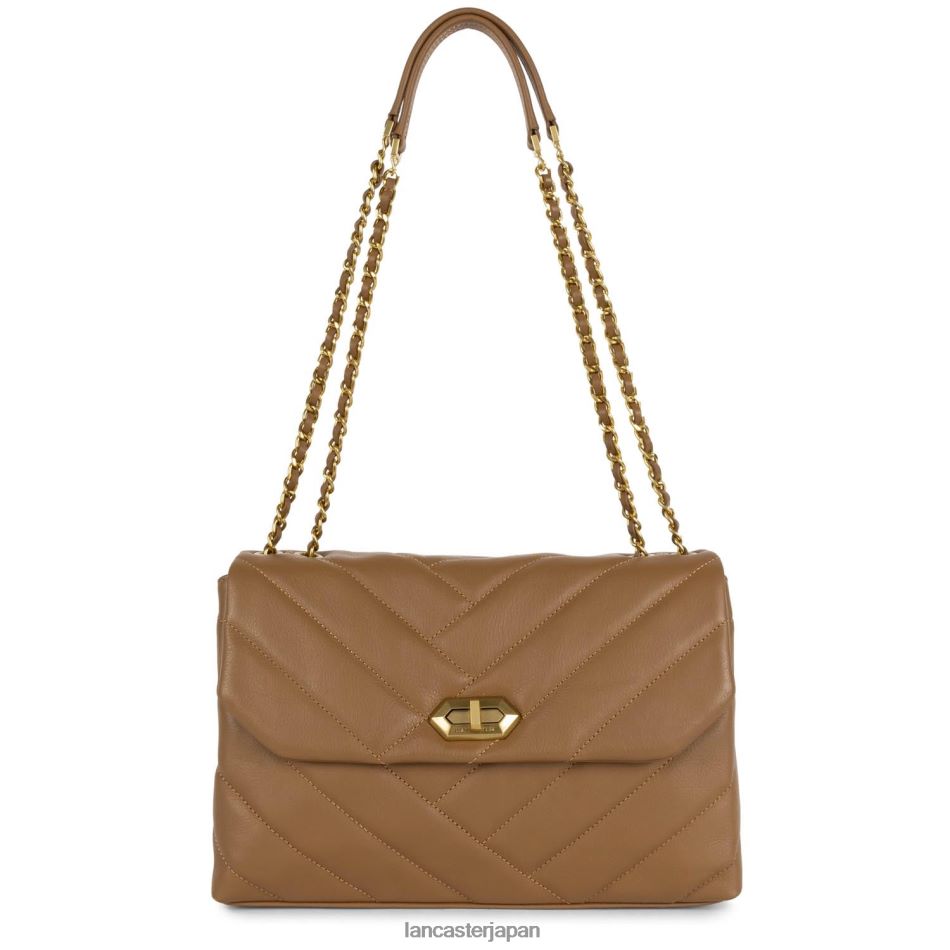 バッグ Lancaster Paris ラージ クロスボディバッグ ソフトマトラッセ キャメル 女性 VB8ZLR2005