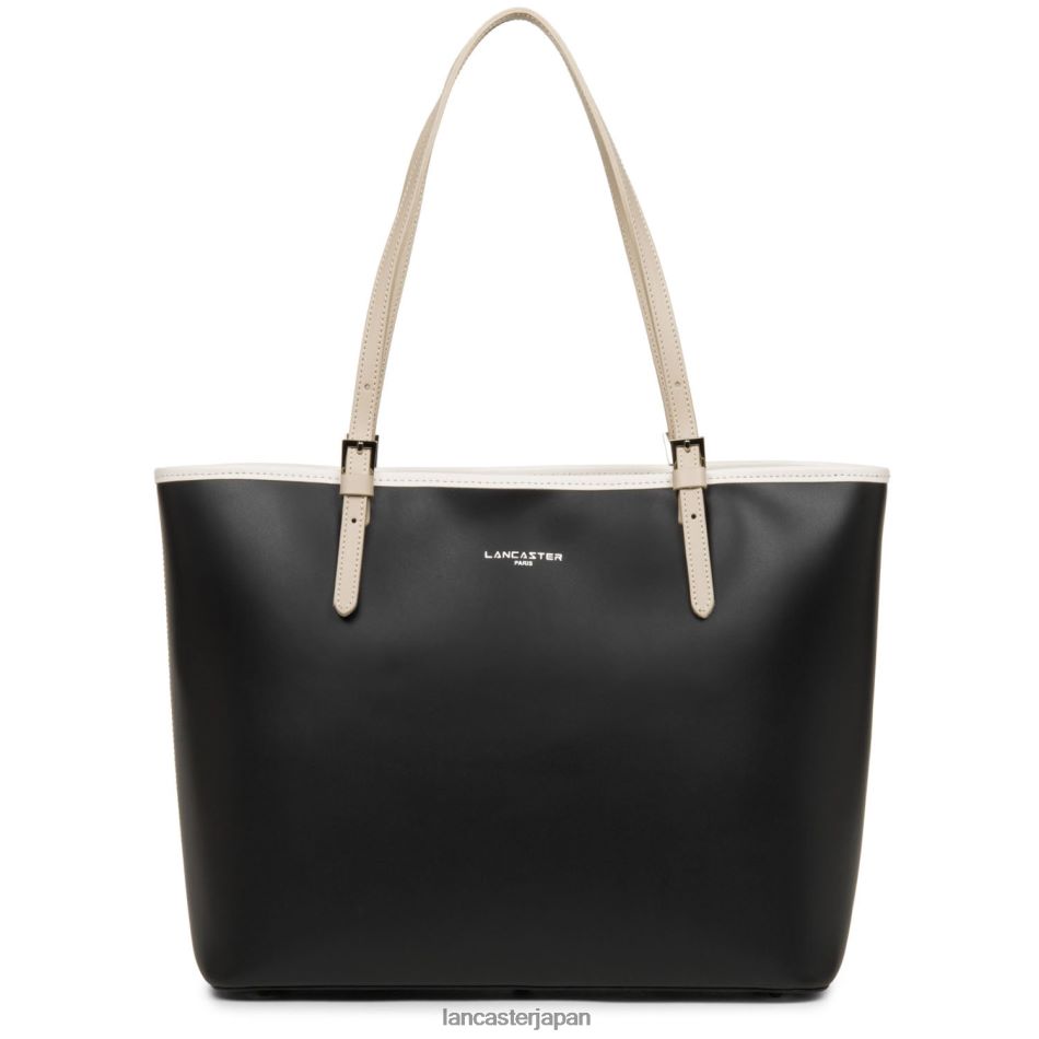 バッグ Lancaster Paris 大きめのトートバッグ スムース ノワール エクリュ ガレ ローズ 女性 VB8ZLR3129