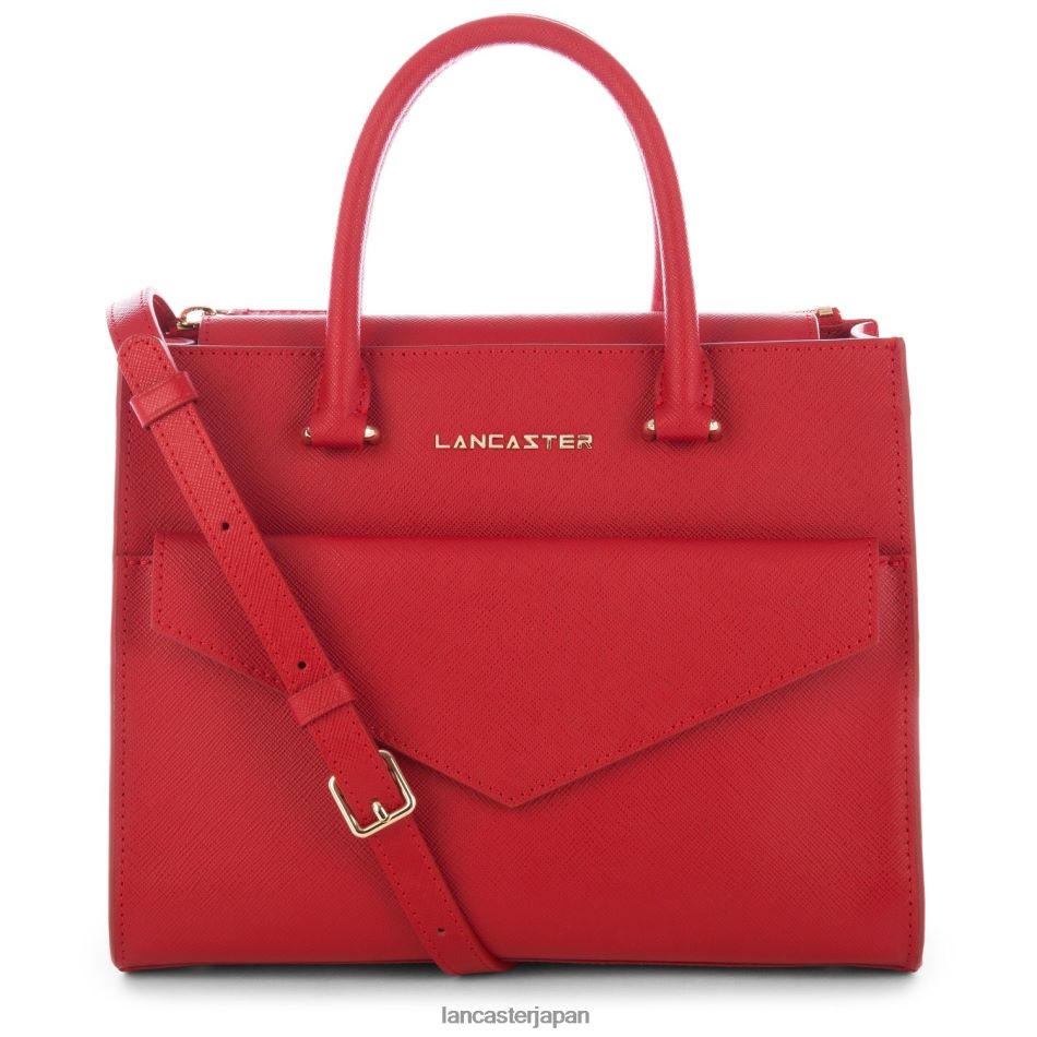 バッグ Lancaster Paris ハンドバッグ サフィアーノ シグネチャー 新品 ルージュ 女性 VB8ZLR3178