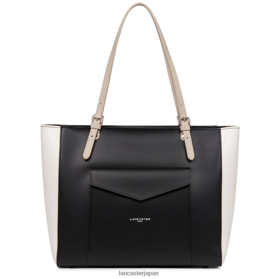 バッグ Lancaster Paris トートバッグ スムース 新品 ノワール エクリュ ガレ ローズ 女性 VB8ZLR3416