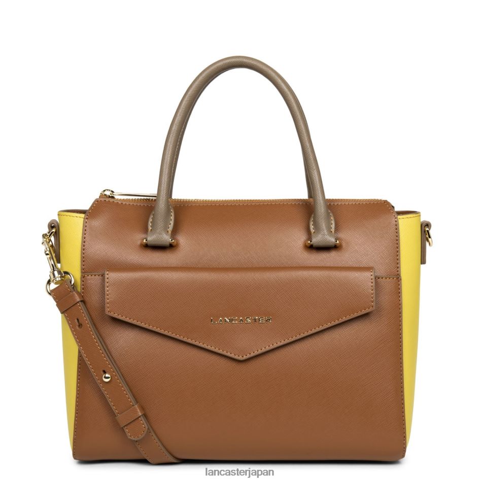 バッグ Lancaster Paris ハンドバッグ サフィアーノ シグネチャー 軽量 キャメル・ジョーヌ・ビジョン 女性 VB8ZLR3471