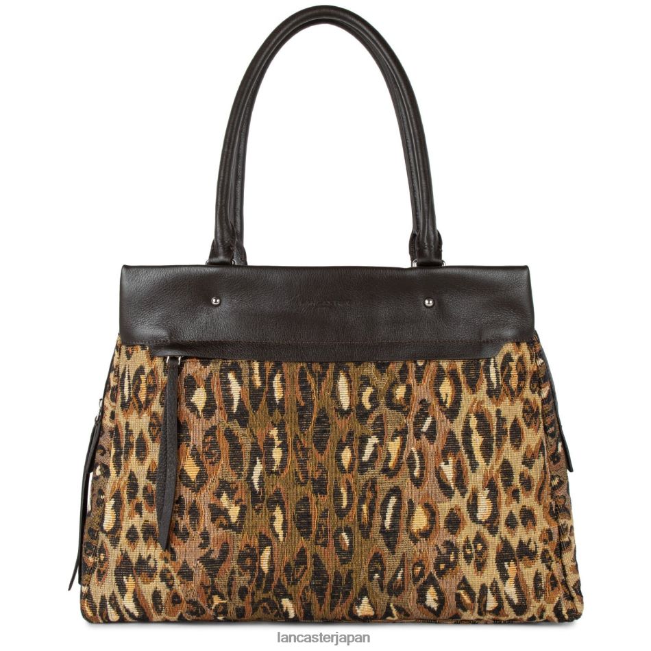 バッグ Lancaster Paris ハンドバッグ 本物のジャングルのタペストリー マロンティグル 女性 VB8ZLR3474